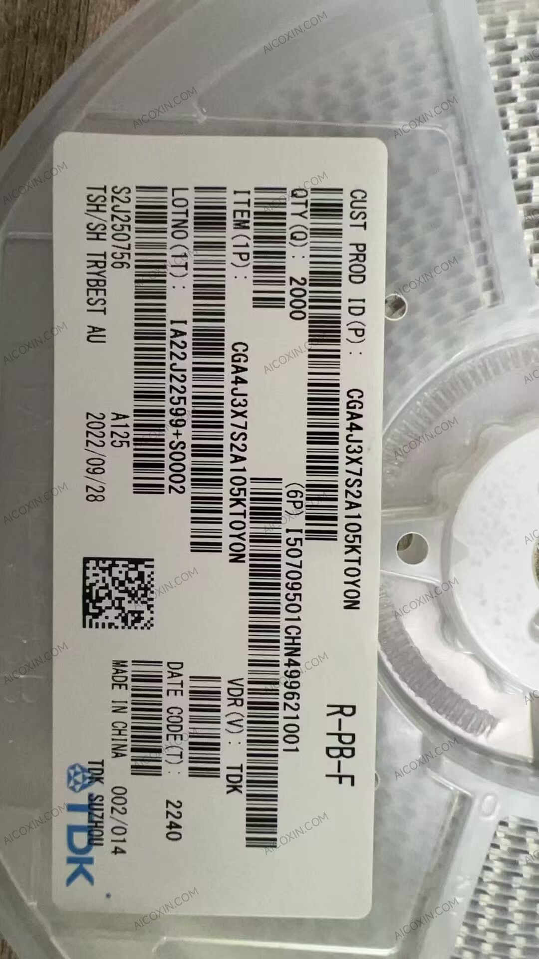 TDK CGA4J3X7S2A105KT0Y0N 1uF 100V ±10% X7S Automotive MLCC 0805