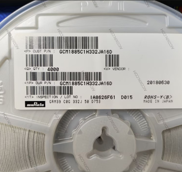 GCM1885C1H332JA16D Murata 3.3nF 50V ±5% C0G AEC-Q200 Automotive MLCC 0603