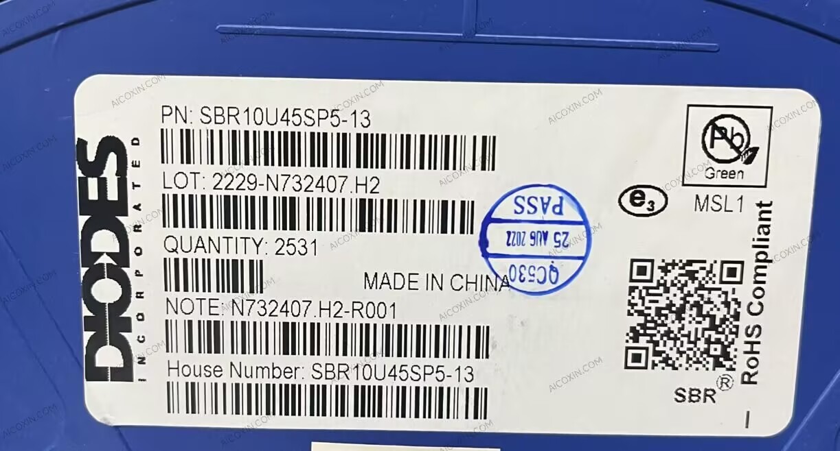Diodes SBR10U45SP5-13 45V 10A Super Barrier Rectifier PowerDI5