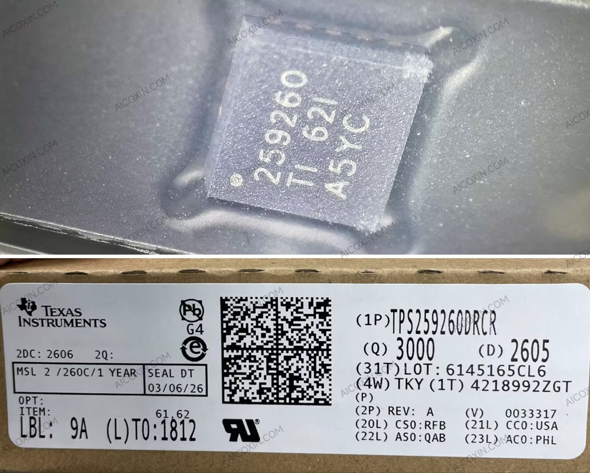 TPS259260DRCR TI 4.5V-13.8V 5A eFuse Protection IC 10-VSON