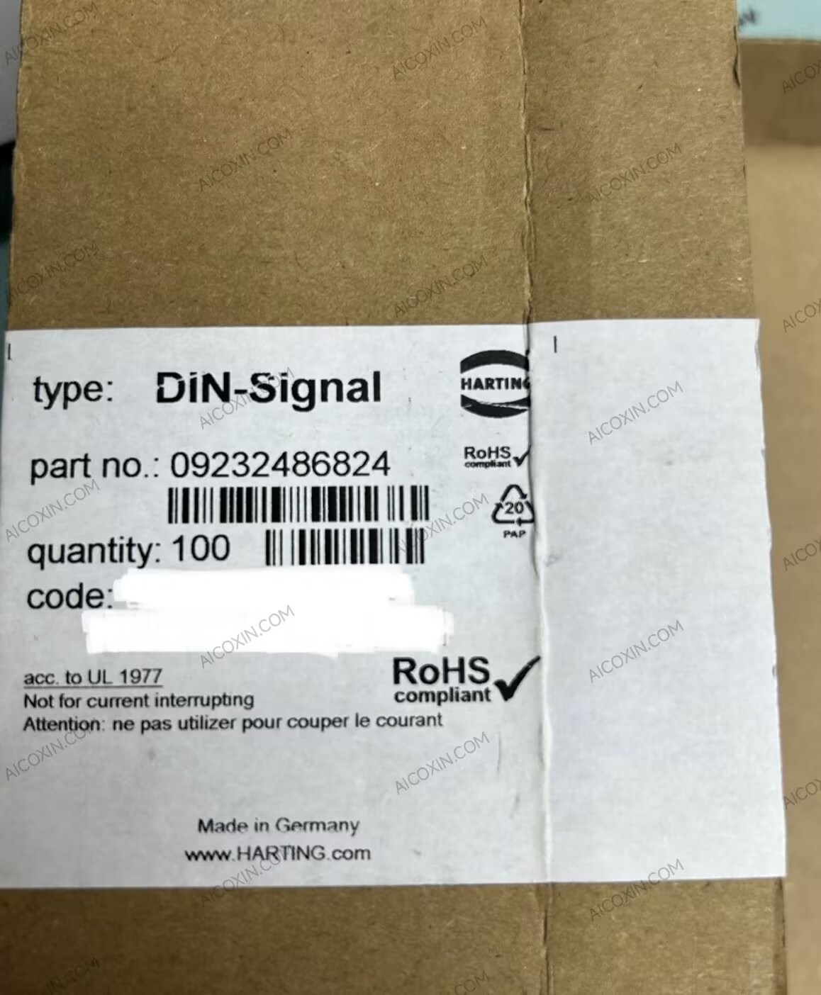 HARTING 09232486824 DIN 41612 Type 2C 48-Contact 2A Female PCB Connector