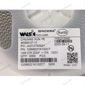 Walsin 1206B221K102CT 220pF 1kV X7R MLCC Ceramic Capacitor