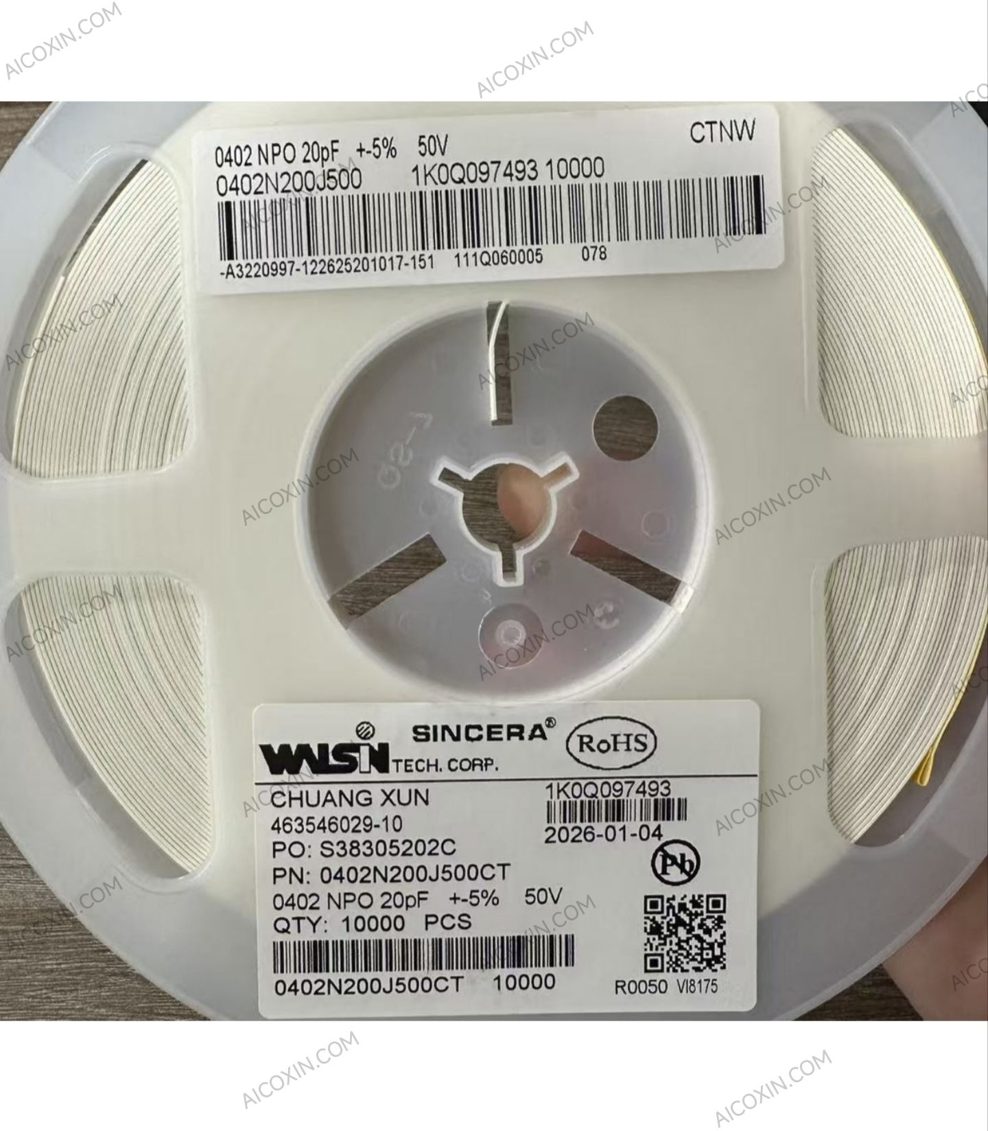 Walsin 0402N200J500CT 20pF 50V C0G/NP0 Ceramic Capacitor